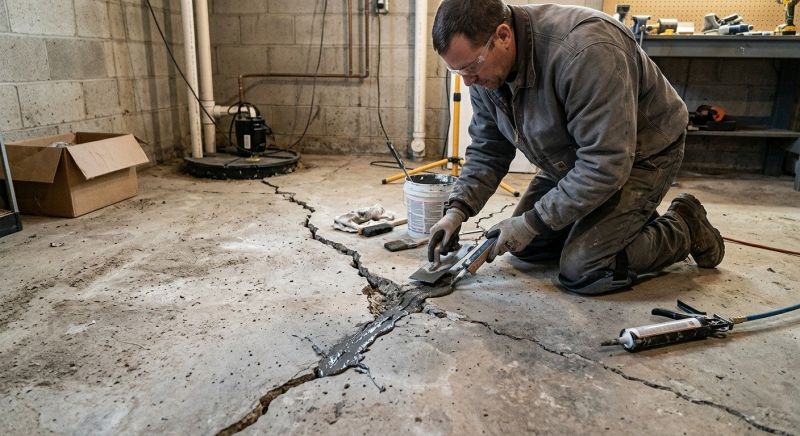 Cracked Basement Floor Repair in Warminster, PA